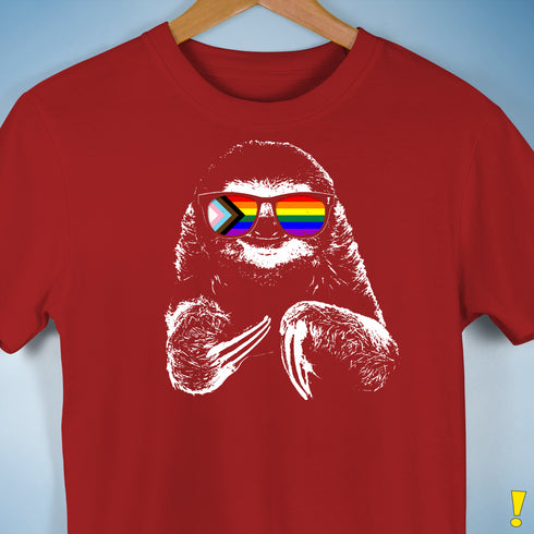 Pride Sloth LGBTQ Progress Pride Flag Sunglasses Premium Unisex - Red
